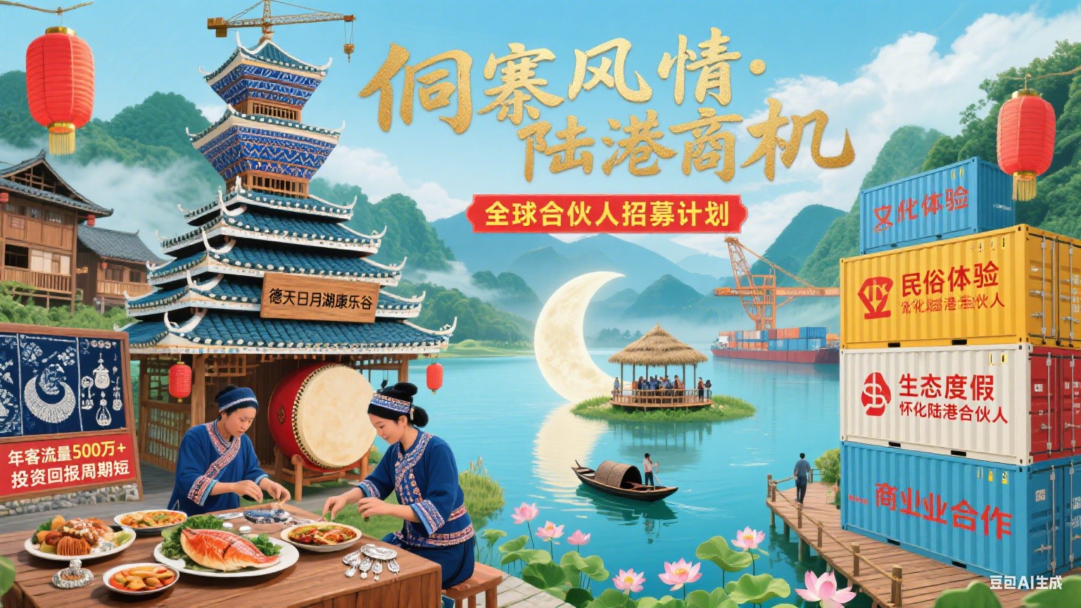 中国侗文化城德天日月湖康乐谷